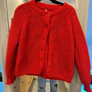 Vibrant Red Women's Cardigan Sweater